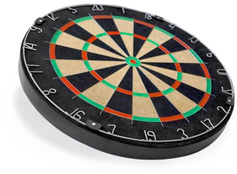 Karella BullOut Profi Dartboard ohne Logos, Bristle Steel Dartscheibe 45cm, klammerfrei, hochwertiges Sisal, drehbarer Zahlenring, Turniergröße, inkl. Wandhalterung, Keile (Schwarz)
