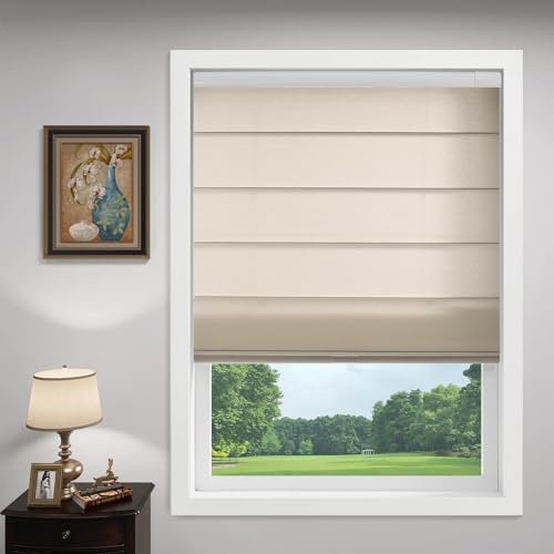 No Drill Semi-Blackout Roman Blinds Cordless Light Filtering Window Shades Easy Fit Thermal Insulated Fabric Made to Measure-82146B