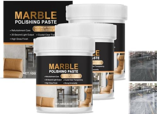 Marble Polishing Paste, Marmor Politur, Granit Reiniger, Marmor Reiniger, Marmorreinigung zur Wiederherstellung des Glanzes, Stein und Platten Intensivreiniger für Quarz, Küchenarbeitsplatten (3PC)