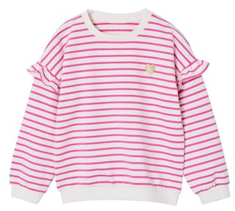 Vertbaudet Mädchen Ringel-Sweatshirt, Volantärmel