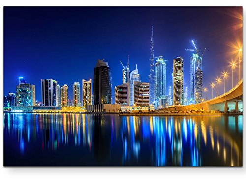 Paul Sinus Art Skyline Dubai bei Nacht - Leinwandbild 120x80cm
