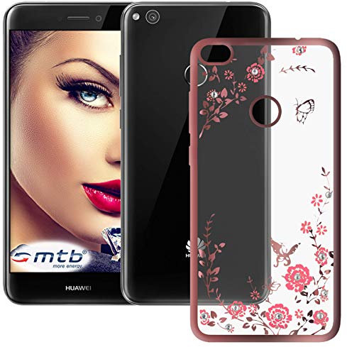 mtb more energy® Custodia Bloomy per Huawei P8 Lite 2017 / P9 Lite 2017 (5.2'') - Oro Rosa - Flessibile - TPU Silicone Case Cover