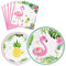 WERNNSAI Décorations D'anniversaire Flamant Rose-Assiettes Serviettes Hawaïennes Flamant Rose Décorations de Fête Tropicale Luau pour Enfants Filles Fournitures D'anniversaire Piscine D'été 16 Invités