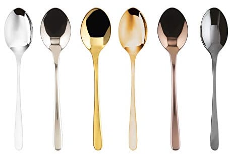 Sambonet - Taste Mix & Play Set di 6 Cucchiaini da Caffè in Acciaio Inox, Cucchiai da Dessert finitura PVD, Lavabili in lavastoviglie, Multicolore
