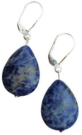 Sodalith Ohrringe*Heilstein*925er Silber Schmuck*Tropfen Ohrringe