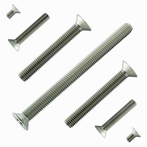 AGBERG - Viti a testa svasata M2 x 20 mm (10 pezzi) con impronta a croce H - acciaio inox VA A2 V2A - Vite a testa svasata a testa svasata con filettatura completa antiruggine - DIN 965 - ISO 7046