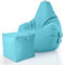 Green Bean 2er Set Sitzsack + Hocker - fertig befüllt - robust waschbar schmutzabweisend - Kinder & Erwachsene Bean Bag Bodenkissen Lounge Sitzhocker Relax-Sessel Gamer Gamingstuhl Pouf - Aquamarin