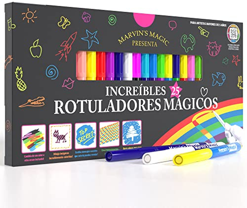 Marvin's Magic - Set de 25 Bolígrafos Mágicos Asombrosos - Cambio de Color, Letras 3D, Mensajes Secretos - Suministros Creativos de Arte - Ideal para Niños - ¡Excelente Regalo!