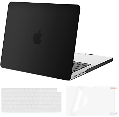 MOSISO Hülle Kompatibel mit MacBook Pro 14 Zoll 2024-2021 M4 M3 M2 M1 A3112 A3185 A3401 A2918 A2992 A2779 A2442 Pro/Max,Hartschale Case &Tastaturschutz&Displayschutz,Schwarz