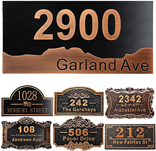 Personalisierte Hausadresse Plaque 12 gegossene Zahlen für draußen benutzerdefinierte Straße Name Adresse Schild Vintage für Briefkasten Tür Zimmer Klassische Wand Outdoor Antik Messing