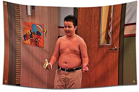 Fvieon Shirtless Gibby iCarly Flagge, 90 x 150 cm, lustiges Poster, UV-Beständigkeit, Verblassen und langlebig, Männerhöhlen-Wandflagge mit 4 Messingösen, für Studentenwohnheim, Raumdekoration