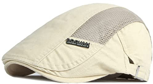Yixda Schiebermütze Herren Damen Newsboy Schirmmütze Gatsby Ivy Barett Flat Cap (Beige)