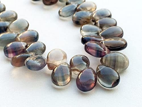 LKBEADS 1 Strand Natural Fluorite Plain Pear Briolettes, Fine Fluorite, 9x13mm Approx., 8 Inch