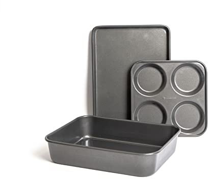 MasterClass 3 Piece Bakeware Set, Including Baking Tray, Roasting Pan and Yorkshire Pudding Pan