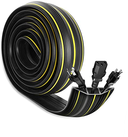 TOKPLNU Floor Cable Cover, 2M Floor Cable Protector Heavy Duty Floor Cord Covers with 3 Cord Channels, Rubber Wire Cover for Indoor Outdoor