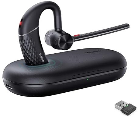 Yealink Bluetooth Headset BH71 Pro, Work Wireless Earpiece with USB Dongle & Charging Case, Noise Cancelling Mic, 30 Hours Talk Time, Mute & Voice Control, PC/Laptop with Teams, Zoom, Google Meet