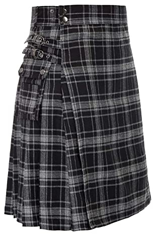 Kilt écossais classique pour homme - Jupe à carreaux avec poches - Jupe courte à carreaux - Kilt écossais classique avec poches contrastées - Style écossais