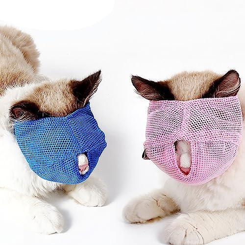 ZAHD 2 Stück Katzen Maulkorb mit Atmungsaktivem Mesh, Die Katzenhaube beruhigt die Katze und verhindert, DASS sie sich kratzt, während Sie pflegen