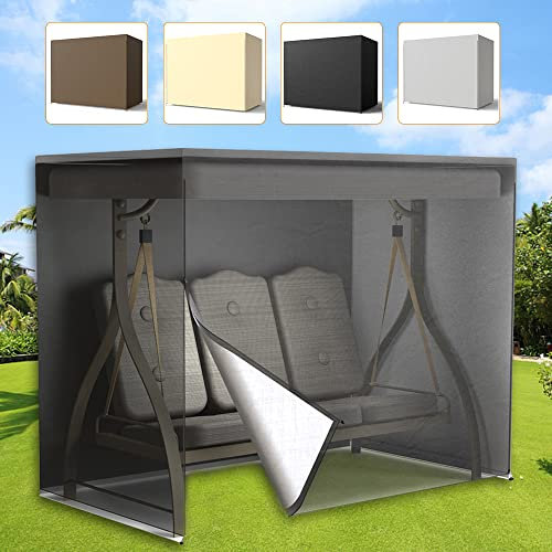 Muross Outdoor Swing Seat Cover Patio 3 Triple Seater Hammock Cover Extra Large Swing Seat Protector Waterproof Durable All Weather Protection Garden Furniture Covers UV Resistant Swing Canopy Cover