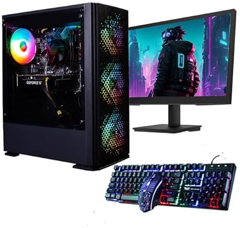 Veno Scorp Gaming PC – 24 Monitor Bundle AMD Ryzen 5 5500 GT1030 2GB, 16GB RAM 3200MHZ DDR4, 1TB HDD 256GB SSD, 500W 80+ PSU, Wifi, Windows 11, Titan ARGB Gaming Case.