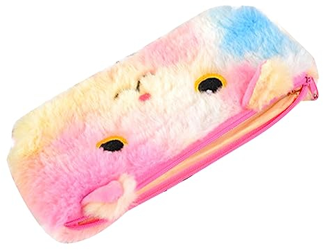 OHPHCALL Plüsch-federmäppchen Mit Reißverschluss Niedliche Katzenform Weiche Stifttasche Für Mädchen Leichter Großer Organizer Für Schule Kosmetik Und Schreibwaren Langlebiges Tragbares Mäp