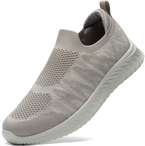 STQ Zapatillas Mujer Casual Malla Deporte Antideslizantes Ligero Comodos Zapatos Sin Cordones para Correr Andar Marrón Grisáceo 40 EU