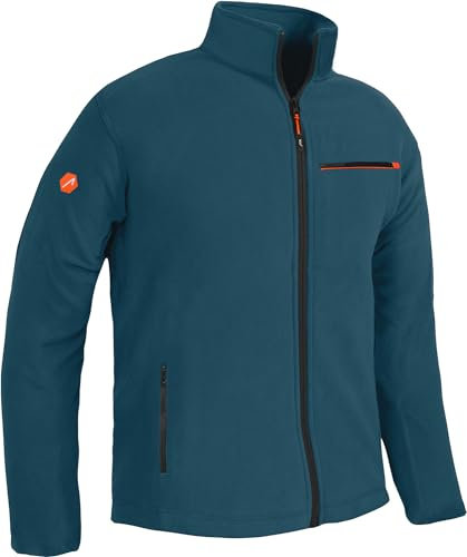 ACE Giacca in pile - giacca calda da uomo per l'outdoor - giacca da uomo senza cappuccio - zip e tre tasche - Blu - XXL