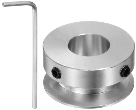 sourcing map Einzelrillen Riemenscheibe Keilriemenscheibe 12mm feste Bohrung 30mm Außendurchmesser Aluminiumlegierung mit Sechskantschlüssel für Bohrmaschine 6mm PU-Rundriemen