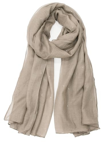 Van Der Rich ® - Pailletten Schal Weiches Halstuch - Damen (10-Helltaupe, One Size)