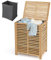 Multigot Bamboo Laundry Basket, Clothes Storage Hamper with Lid & Removable Inner Bag, Portable Clothes Washing Storage Box for Bathroom Bedroom Living Room (Wide Slats)