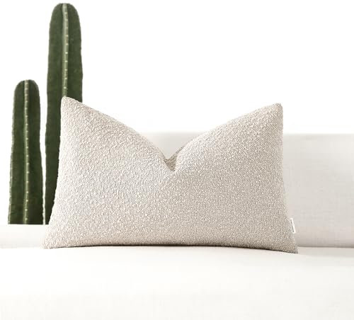 ROMANDECO Boucle dekorativer Kissenbezug für Couch, 30,5 x 50,8 cm, Beige, 1 Stück