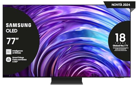 Samsung TV QE77S95DATXZT OLED 4K, Smart TV 77 Processore NQ8 AI Gen2, Infinity One, DVBT-2, Q-Symphony & Dolby Atmos, compatibile con Bixby, Alexa e Google Assistant, Graphite Black 2024