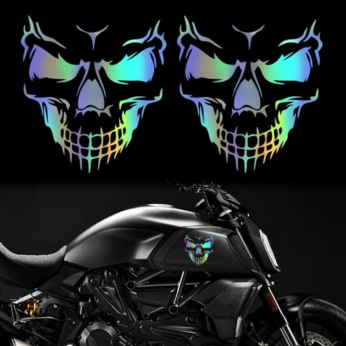 TOMALL 2Pcs Skull Stickers for Car Halloween Theme Scary Ghost Decal Skull Graphic for Motorcycles Truck Window Windshield Door Wall Funny Self-Adhesive DIY Personality Decorations (Gradient-11cm)