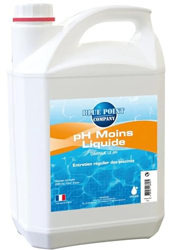 Ph Moins Piscine – Traitement Ph pour Piscine/Ph- Liquide Bidon 5L – Permet de baisser Rapidement Le Ph de l'eau/Produit Fabriqué en France