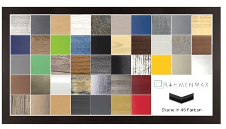 RahmenMax Skane Bilderrahmen Posterrahmen Puzzlerahmen 40x80 cm Braun Dunkelbraun 80x40 cm mit weisser Rückwand und Antireflex Acrylglas