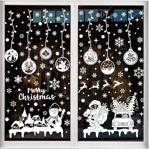 Lotbun Vetrofanie Natalizie, Adesivi Natalizi Per Finestre, Riutilizzabili In PVC,Decorazione Natalizia Per Interni Casa, Per Porta Vetrina Vetro Casa (237)