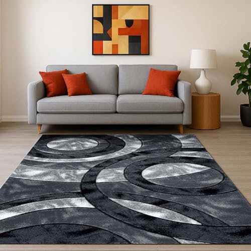 Cozy Haven Ecliptic Rugs - Large Fluffy Area Rug Carpet Washable Non-Slip Soft Modern Indoor Shaggy Floor Rug for Living Room, Bedroom, Hallway, Lounge – (Grey, 160x230 cm)
