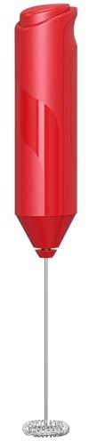 COKUNST Milk Frother Handheld, Battery Powered Drink Mixer for Matcha Coffee, Electric Portable Whisk Drink Mixer Mini Foam Maker for Hot Chocolate Frappe Latte(No Stand, Red)