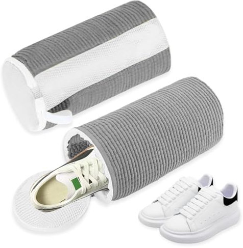 Lot de 2 Sacs de Lavage pour Chaussures, Sac Lavage Chaussures Machine à Laver, RéUtilisables Sacs à Linge pour Chaussures, avec Fermeture éClair, pour Machine à Laver et SèChe-Linge (gris)