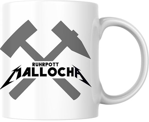 Ruhrpott Mallocher Schlägel Eisen Glück Auf Metal Rock Bergbau Handwerker Ruhrgebiet Rocker Kaffee Tasse Geschenk (Weiß)