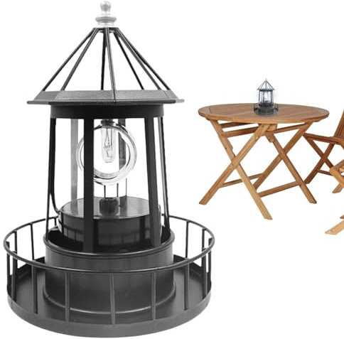 Faro solare rotante | Faro solare | Faro a LED rotante a 360 gradi | Faro a LED ad energia solare | Luci rotanti | Faro solare a LED per prato, patio, stagno cortile