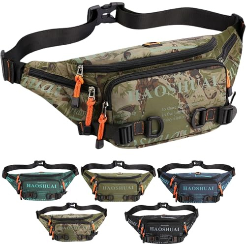 HSTWODE Gürteltasche für Damen Herren Hüfttasche wasserdichte Multifunktionale Bauchtasche mit 5 Reißverschlusstaschen für Sport Fitnesss Laufen Radfahren Camping (Neue Camouflage-Farbe)