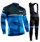 VeloZenith Fahrradbekleidung Herren Winter Set Radtrikot herren langarm+Fahrradhose winter herren mit 3D Sitzpolster, Blau, 2XL