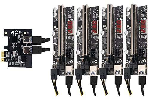 Osmond Carte D'Extension de Carte Graphique USB 3.0 Hub Double Couche Carte Adaptateur PCI-E 1X à 4 Ports USB3.0 avec Carte Adaptateur VER12X