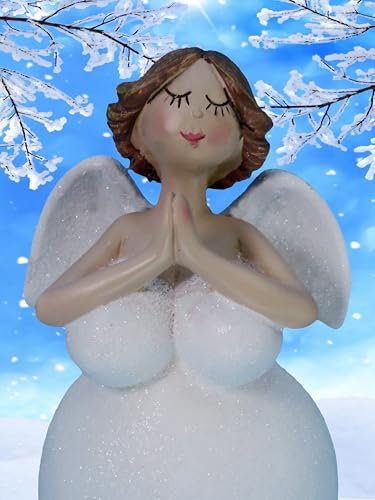 Pommerntraum ® | Dekofigur Sammlerfigur Yoga-Engel Mollyengel Rubensengel Yoga Engel Schutzengel Guardian Angel Weihnachtsengel Weihnachtsfigur Schreibtischfigur (Yogaengel Luna)