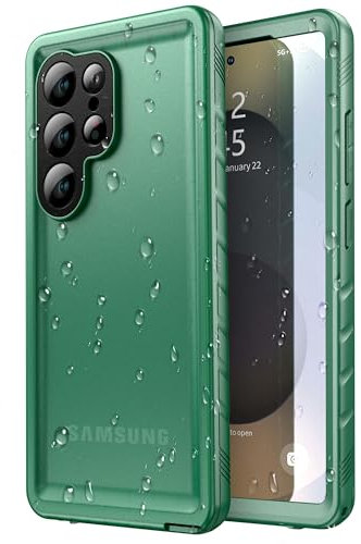 SPORTLINK Coque pour Samsung Galaxy S25 Ultra Étanche - 360 Antichoc Incassable Militaire Rigide Intégrale Antipoussière S25 Ultra Case/Bumper [IP68 Imperméable] [avec Protection Camera+Écran]-Vert