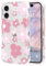 Micoden Cute Curly Wave Case for iPhone 16,Clear with Anti-Yellowing Flower Floral,Soft TPU Slim Bumper Shockproof Anti-Scratch Protective Wavy Cover for Girls Women-Pink