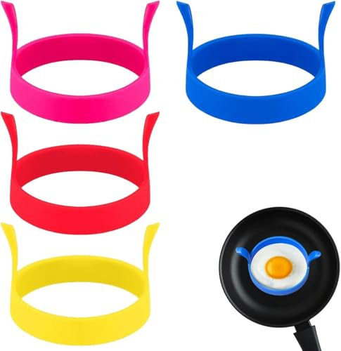 4 Pcs Fried Egg Ring Set – Non-Stick, Heat-Resistant, Ideal for Eggs, Durable Cooking Rings for Breakfast, Easy to Use & Clean