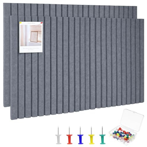 Whemyreat 60 X 40cm Filz Pinnwand Selbstklebend,Pinnwand Kork Groß,Foto-Display-Tafel Bulletin Board Wanddekoration Mit 30 Pinnnadeln FüR WäNde In BüRo,Wohnzimmer,Schlafzimmer (Dunkelgrau 5CM)