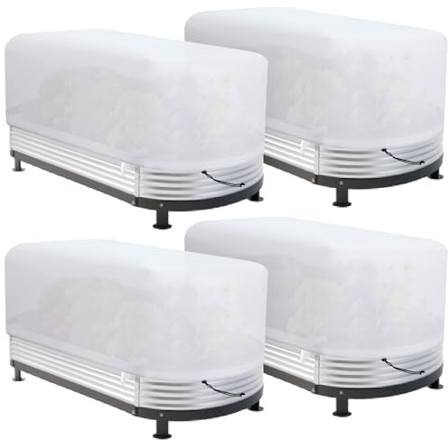 VitalCozy 4 Stück Pflanzenabdeckungen Frostschutz, 1,8 x 0,9 x 0,3 m, ovale Hochbeet-Abdeckungen mit Kordelzug, 59,5 g/yd² große Gartenbox, Frostdecke, Tuch, wiederverwendbar, für Winterpflanzen im